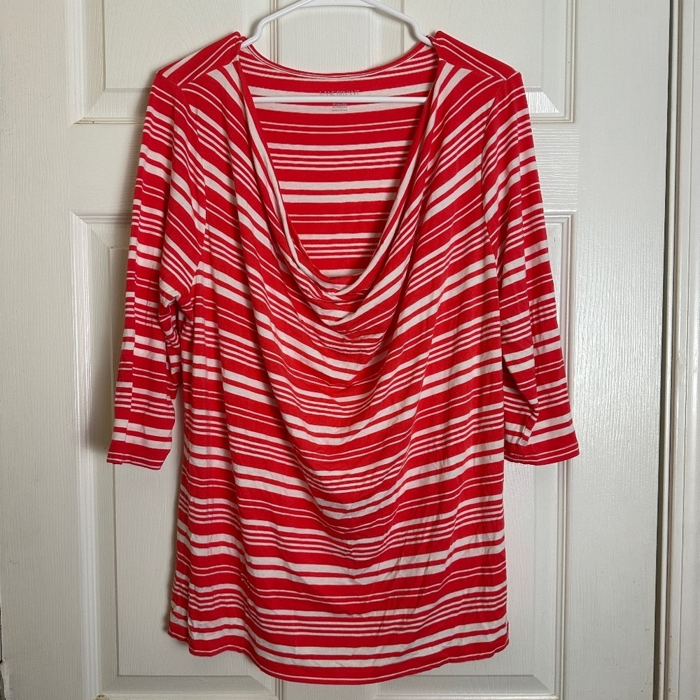 ! Lane Bryant Fucsia Striped Quarter Sleeve Blouse Women Size 14/16
